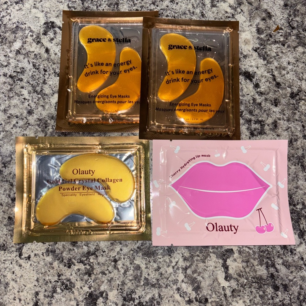 Grace & Stella and Olauty Eye & Lip Masks Set - Gold and Pink